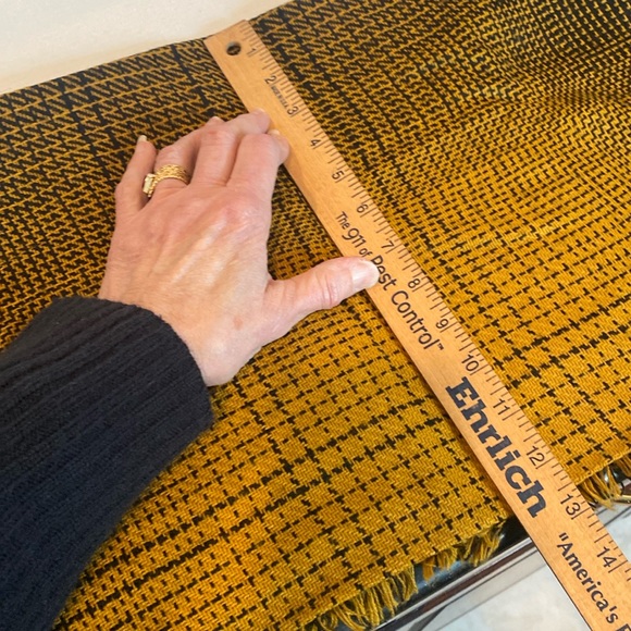 NWOT & Vintage Black & Mustard Warm Wrap with Fringe - Picture 5 of 9